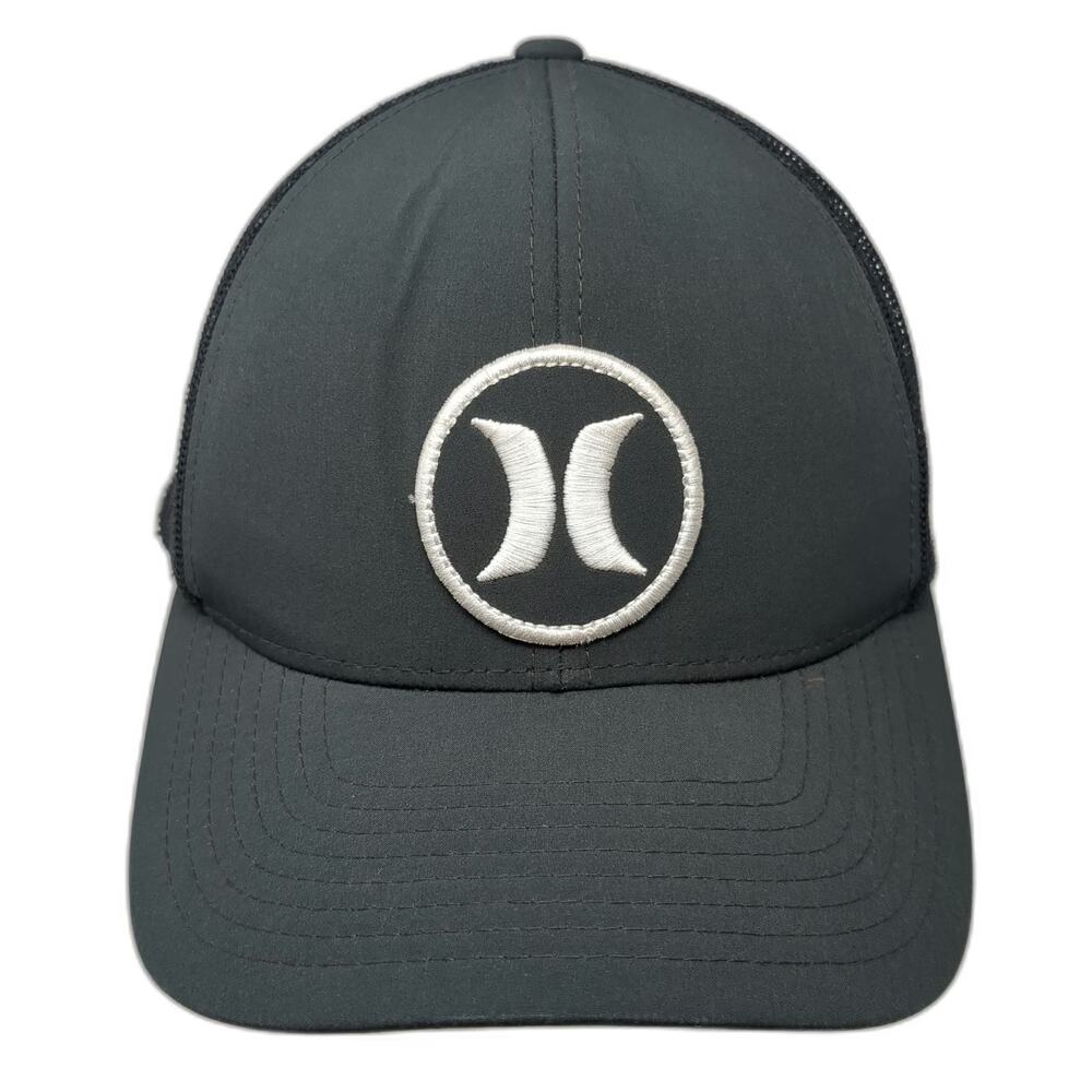 Hurley Trucker Hat Gray One Size Mesh Back Snapback Embroidered Circle Logo